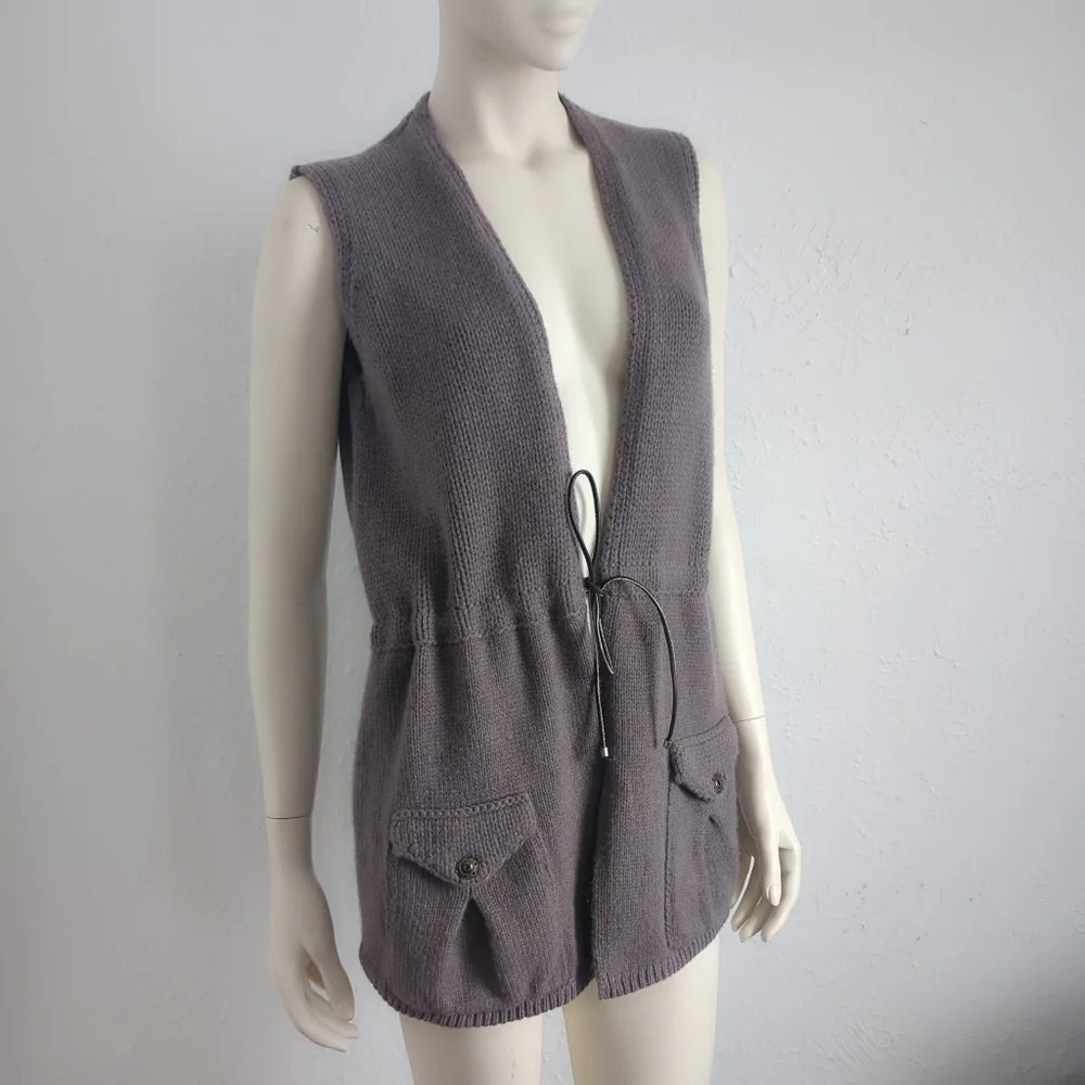 Rare! Estate Brunello Cucinelli Purple Gray Cashmere Knit Utility Vest L XL